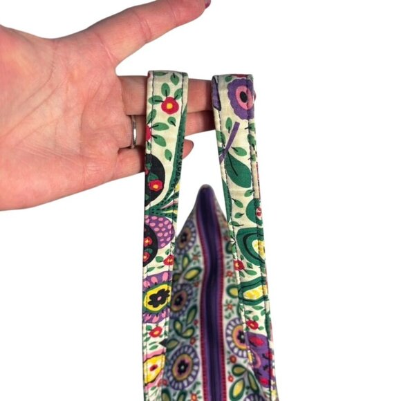 Viva La Vera Vera Multi Colored Floral Quilted Tote Zipper Closure & Pockets - Picture 3 of 6